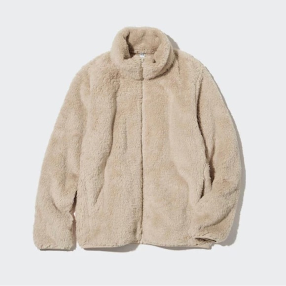 Uniqlo Beige Fluffy Yarn Fleece Full-Zip Jacket Size M - Picture 1 of 4